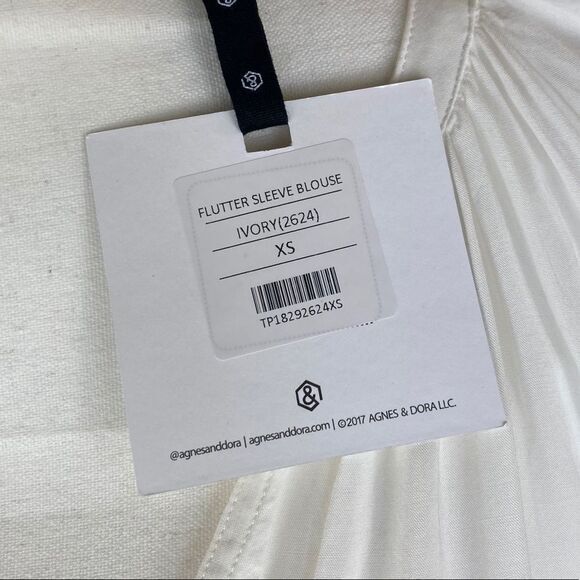 Agnes & Dora Flutter Sleeve‎ Blouse Ivory XS top - Picture 4 of 10